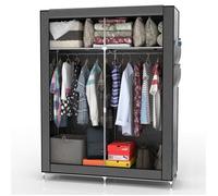 Intirilife Armoire de Rangement Pliable 108x170x45 cm en GRIS Penderie Souple Dressing en Tissu Intissé avec Fermeture à Glissière
