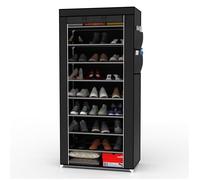 Intirilife Armoire de Rangement Pliable 170x58x28 cm en NOIR CORBEAU - Penderie Souple en Tissu Intissé avec Fermeture à Glissière