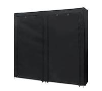 Intirilife Armoire Pliante 120x30x110 cm en Corbeau Noir - Avec Fermeture Éclair, Tissu, 12 Compartiments de Rangement pour Vêtements et Chaussures, Camping, Enfichable