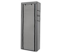 INTIRILIFE Armoire Pliante 170 x 58 x 28 cm en Gris cendré - avec Fermeture éclair - Armoire en Tissu - Armoire à Chaussures avec 9 Compartiments de Rangement - Armoire de Camping en Textile