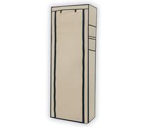 Intirilife Armoire pliante 170x58x28 cm en CREME BEIGE - Avec fermeture éclair Armoire en tissu Armoire à vêtements Étagère à chaussures avec 9 compartiments de rangement-Armoire enfichable de camping