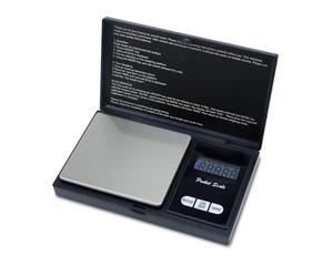 Intirilife Balance de poche numérique noire - 12,8 x 7,8 x 1,9 cm - Surface de pesée 6,5 x 7,5 cm - Précision 200 g x 0,01 g - Balance de poche électronique - Petite balance portable pour bijoux