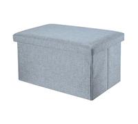 Intirilife Banc Pliable 49x30x30cm en Gris Alaska - Cube de siège en Tissu avec Espace de Rangement et Couvercle en Aspect Lin - Sitzcube Repose-Pieds Pliable boîte de Rangement Coffre Tabouret