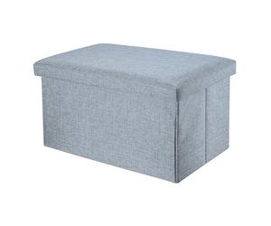 Intirilife Banc Pliable 49x30x30cm en Gris Alaska - Cube de siège en Tissu avec Espace de Rangement et Couvercle en Aspect Lin - Sitzcube Repose-Pieds Pliable boîte de Rangement Coffre Tabouret