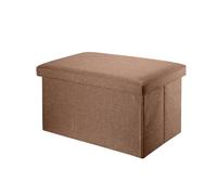 Intirilife Banc Pliable 49x30x30cm en Marron - Cube de siège en Tissu avec Espace de Rangement et Couvercle en Aspect Lin - Sitzcube Repose-Pieds Pliable Coffre de Rangement Tabouret