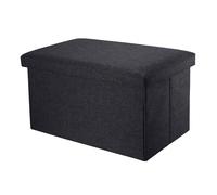 Intirilife Banc Pliable 49x30x30cm en Noir Diamant - Cube de siège en Tissu avec Espace de Rangement et Couvercle en Aspect Lin - Sitzcube Repose-Pieds Pliable boîte de Rangement Coffre Pouf