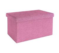 Intirilife Banc Pliable 49x30x30cm en Pink - Cube de siège en Tissu avec Espace de Rangement et Couvercle en Aspect Lin - Sitzcube Repose-Pieds Pliable Coffre de Rangement Tabouret