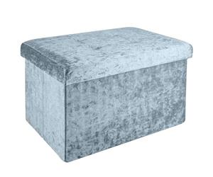 Intirilife Banc Pliable 49x30x30cm en Velours Bleu-Gris - Cube de siège avec Espace de Rangement et Couvercle recouvert de Velours - Sitzcube Repose-Pieds Pliable boîte de Rangement Coffre Tabouret