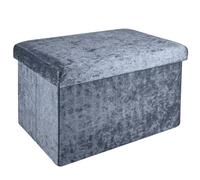 Intirilife Banc Pliable 49x30x30cm en Velours Gris - Cube de siège avec Espace de Rangement et Couvercle recouvert de Velours - Sitzcube Repose-Pieds Pliable Coffre de Rangement Tabouret