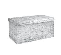Intirilife Banc Pliable 76x38x38cm en Velours Bleu-Gris - Cube de siège avec Espace de Rangement et Couvercle recouvert de Velours - Sitzcube Repose-Pieds Pliable boîte de Rangement Coffre Tabouret