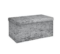 Intirilife Banc Pliable 76x38x38cm en Velours Gris - Cube de siège avec Espace de Rangement et Couvercle recouvert de Velours - Sitzcube Repose-Pieds Pliable Coffre de Rangement Tabouret