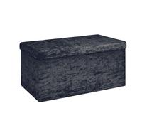 Intirilife Banc Pliable 76x38x38cm en Velours Noir - Cube de siège avec Espace de Rangement et Couvercle recouvert de Velours - Sitzcube Repose-Pieds Pliable boîte de Rangement Coffre Tabouret