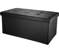 Intirilife Banc pliable 78x38x38 cm en LAVE NOIR - Cube de siège avec espace de rangement et couvercle en similicuir avec boutons de rembourrage - Sitzcube repose-pieds Coffre de rangement Pouf