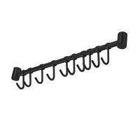 Intirilife Barre à suspendre en acier inoxydable avec 10 crochets mobiles à percer - 52.6 x 3.4 x 2.2 cm - Barre de cuisine à crochets mural