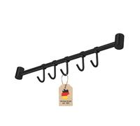 Intirilife Barre à Suspendre pour la Cuisine en Acier Inoxydable - 35.8 x 3.4 x 2.2 cm - 5 Crochets Mobiles à Percer - Support Mural