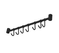 Intirilife Barre à suspendre pour la cuisine en acier inoxydable avec 7 crochets mobiles à percer - 39.6 x 3.4 x 2.2 cm - Barre à crochets pour la cuisine Barre Support mural