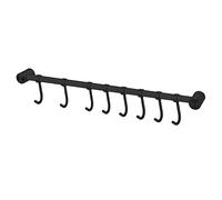 Intirilife Barre à suspendre pour la cuisine en acier inoxydable avec 8 crochets mobiles à percer - 47.7 x 3.4 x 2.2 cm - Barre à crochets pour la cuisine Barre Support mural