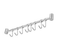Intirilife Barre de suspension de cuisine en acier inoxydable avec 8 crochets - 47.7 x 3.4 x 2.2 cm - Barre de suspension de cuisine Barre de suspension de cuisine Support mural
