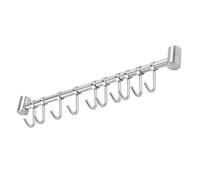 INTIRILIFE Barre de Suspension en Acier Inoxydable avec 10 Crochets - Barre de Suspension pour Cuisine - Support Mural.