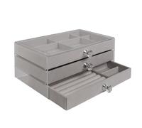 Intirilife Boîte à bijoux avec 3 tiroirs en gris - 23.5 x 15 x 10.5 cm - Boîte à bijoux pour bagues bracelets boucles d'oreilles colliers boîte de rangement organisateur sac à bijoux