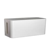Intirilife boîte à câbles en plastique blanc - 32 x 13.6 x 12.7 cm - boîte de gestion des câbles, organisateur pour cacher les câbles et les multiprises