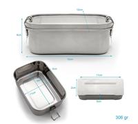 Intirilife Boîte à lunch portable en acier inoxydable Boîte de rangement en argent d'une contenance de 800ml - Pour transporter de la nourriture, des snacks et plus encore
