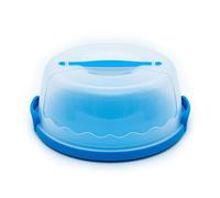 Intirilife Boîte de transport Boîte pour gâteaux et tartes en plastique bleu - 29.8 x 28.8 x 13.2 cm - Boîte de transport ronde Boîte pour gâteaux Capuchon pour gâteaux avec fermeture à clic Boîte à g