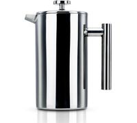 Intirilife Cafetière à Piston en ARGENT - Cafetière 1l selon le Système Français de Presse avec Filtre en Acier Inoxydable - Isolation Thermique pour Café et Thé