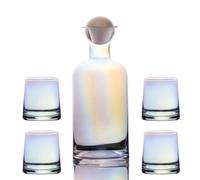 Intirilife Carafe avec 4 verres Set en verre avec des reflets d'arc-en-ciel - Carafe 1.1 litre - Verres 200 ml Set cadeau Verseuse Pichet avec couvercle à boule pour boissons chaudes et froides