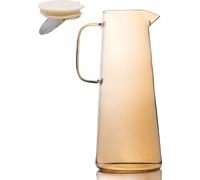 Intirilife Carafe en verre ambré - 1.7 litre - Verseuse à eau en verre avec couvercle et passoire pour boissons chaudes et froides thé jus de fruits limonade
