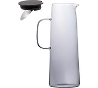 Intirilife Carafe en verre gris smokey - 1.4 litre - Verseuse en verre avec couvercle et passoire pour boissons chaudes et froides thé jus de fruits limonade