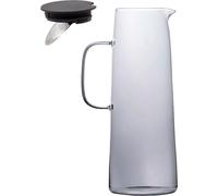 Intirilife Carafe en verre gris smokey - 1.7 litre - Verseuse à eau en verre avec couvercle et passoire pour boissons chaudes et froides thé jus de fruits limonade