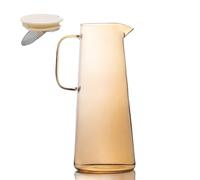 Intirilife Carafe, Pichet en Verre, en Ambre - 1.7 Litres de Capacité - Verre, Carafe d'Eau avec Couvercle et Passoire pour Boissons Chaudes et Froides, Thé, Jus, Limonade