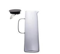 Intirilife Carafe, Pichet en Verre, en Gris Fumé - 1.4 Litres de Capacité - Verre, Carafe d'Eau avec Couvercle et Passoire pour Boissons Chaudes et Froides, Thé, Jus, Limonade