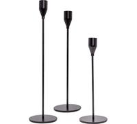 Intirilife Chandelier 3 Set en métal noir de différentes tailles- Porte-bougie pour bougies cylindriques Stand de bougie haute 33/28/23cm Vintage Porte-bougie pour dîner à la lumière des bougies Décor