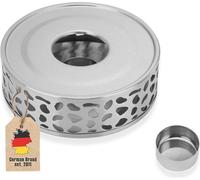 Intirilife chauffe-théière en ARGENT - Chauffe-théière en acier inoxydable à motifs pour théières résistantes à la chaleur - Chauffe-théière en acier inoxydable pour café, thé, etc.
