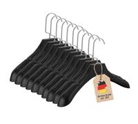 Intirilife cintres en Universel Noir - 10 cintres Larges en Plastique avec Surface antidérapante Encoche - 39 x 4 x 15 cm - Cintre vestiaire Cintre Linge Cintre Costume Cintre Veste