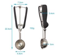 Intirilife Cuillère à glace en acier inoxydable avec manche noir - Portionneuse à boule avec déclencheur pour glace Gâteau Riz Pâte