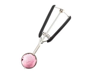 Intirilife Cuillère à glace en acier inoxydable avec manche noir - Portionneuse à boule avec déclencheur pour glace Gâteau Riz Pâte