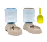 Intirilife Distributeur de nourriture et d'eau en plastique gris avec pelle - 2X 3.6 L de contenance - 32 x 18 x 30 cm Grand - Distributeur automatique de croquettes pour chats et chiens Station alime