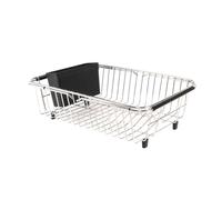 Intirilife égouttoir à vaisselle avec porte-couverts en inox argenté - 38 - 56.5 x 27.5 x 10.5 cm - Egouttoir extensible avec porte-couverts pour évier lavabo plan de travail