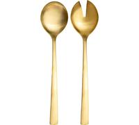 Intirilife Ensemble de couverts à salade Acier inoxydable 18/0 en or- 24.5 cm- Set de couverts 2 pièces, fourchette à salade, cuillère à servir, acier inoxydable poli, mat, lavable au lave-vaisselle-