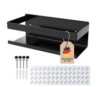 Intirilife étagère de Douche autocollante en Noir - 23 x 10,5 x 8 cm - sans percer, Support de shampoing Panier de Douche Montage Mural Panier d'accessoires de Bain - étagère en Acier Inoxydable