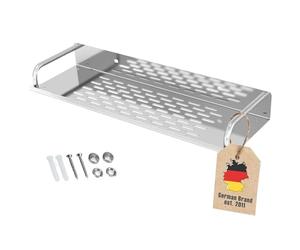 Intirilife étagère de douche en acier inoxydable-60x11 cm- Panier de douche montage mural avec gouttières d'écoulement - Etagère de salle de bain inoxydable à percer- pour shampooing, gel douche