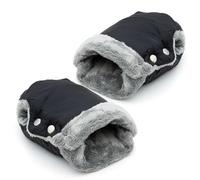 Intirilife Gants chauffants avec polaire pour poussette landau en noir - taille universelle Muff pour une main chacun (une paire) Imperméable Imperméable au vent Respirant Résistant aux intempéries
