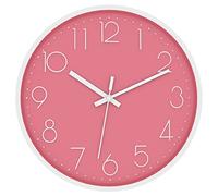 Intirilife Horloge Murale en Blanc - Rose avec 30.5 cm de diamètre - Chronomètre d'affichage de l'heure Pratique et élégant pour Chaque pièce