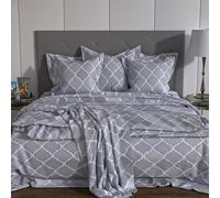 Intirilife Housse de couette Housse de coussin - GRIS BLANC - linge de lit pour chambre à coucher et chambre d'enfant chambre d'adolescent