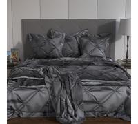 Intirilife Housse de couette Housse de coussin - GRIS - Linge de lit pour chambre à coucher et chambre d'enfant adolescent