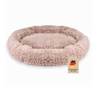 Intirilife Lit pour Animaux en Peluche Moelleux en Beige de diamètre 100 cm - Rond adhérent Doux lit de Chien et Chat Oreiller Confortable pour Chien canapé canapé pour Chat