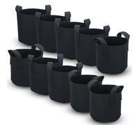 Intirilife Lot De 10 Sacs De Plantation Non-Tissés De 113 Litres - 30 Gallons - 60 X 40 Cm - Avec Poignées De Transport - Pour Jardin, Serre, Etc. - Sac De Jardinière Noir